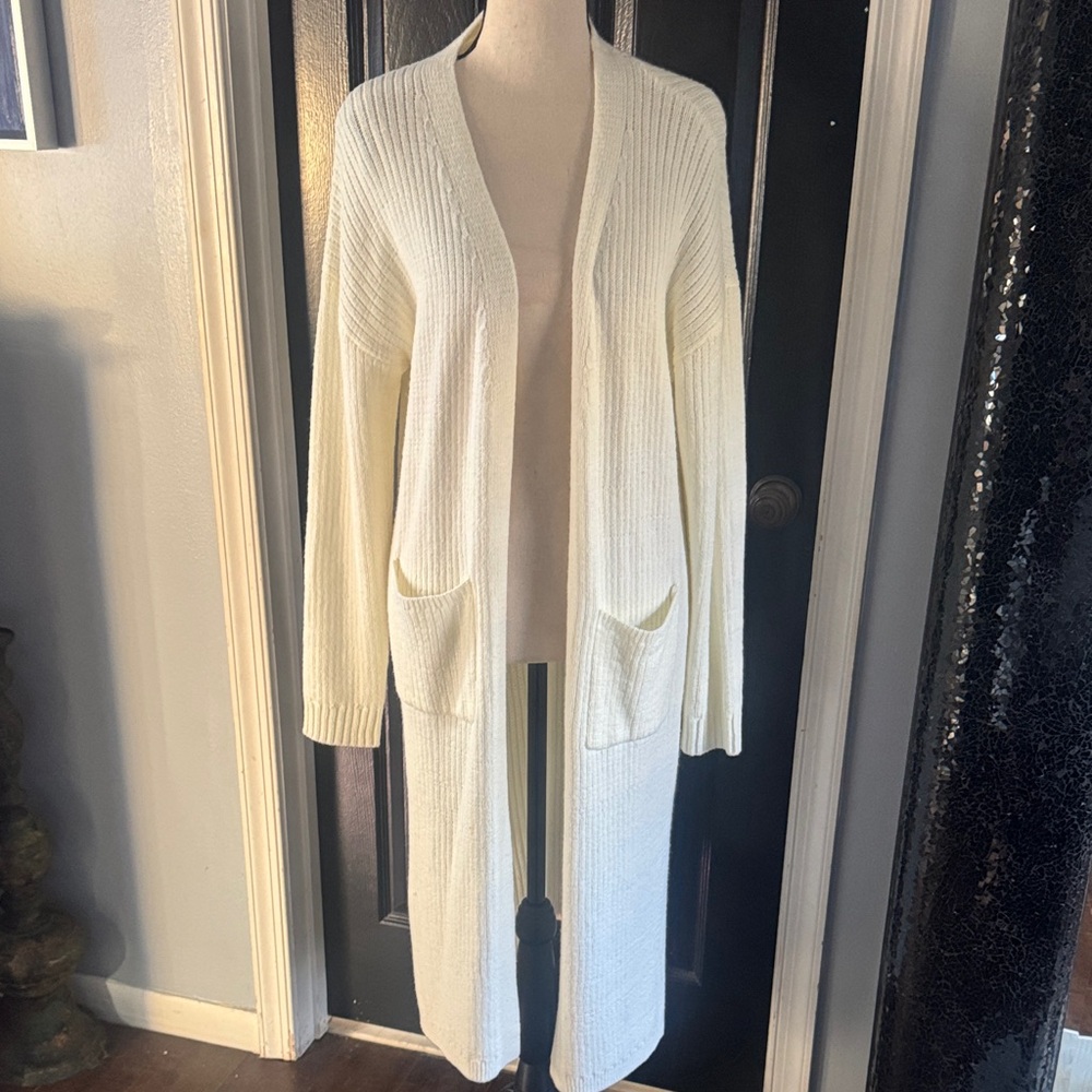 Women's Cream Open-Front Cardigan Sweater